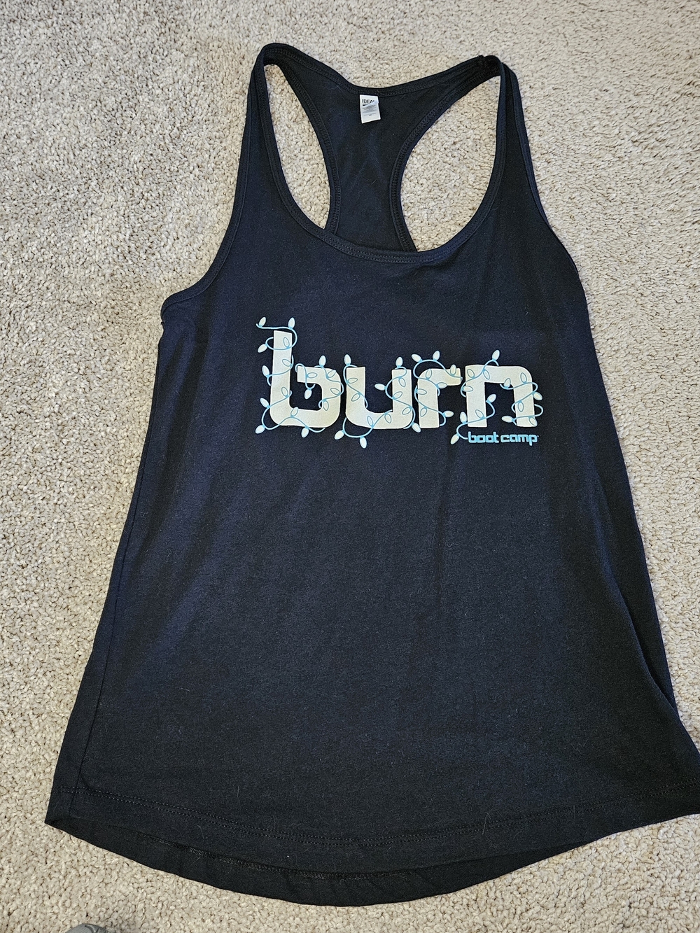 Burn Boot Camp Women's Black Racerback Tank - Medium - Christmas Lights Tank